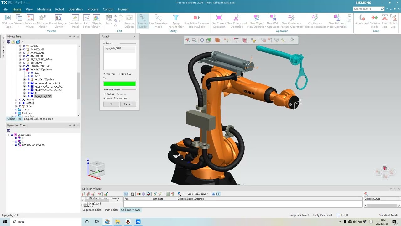 How to associate Dresspack with robot joint in process simulate