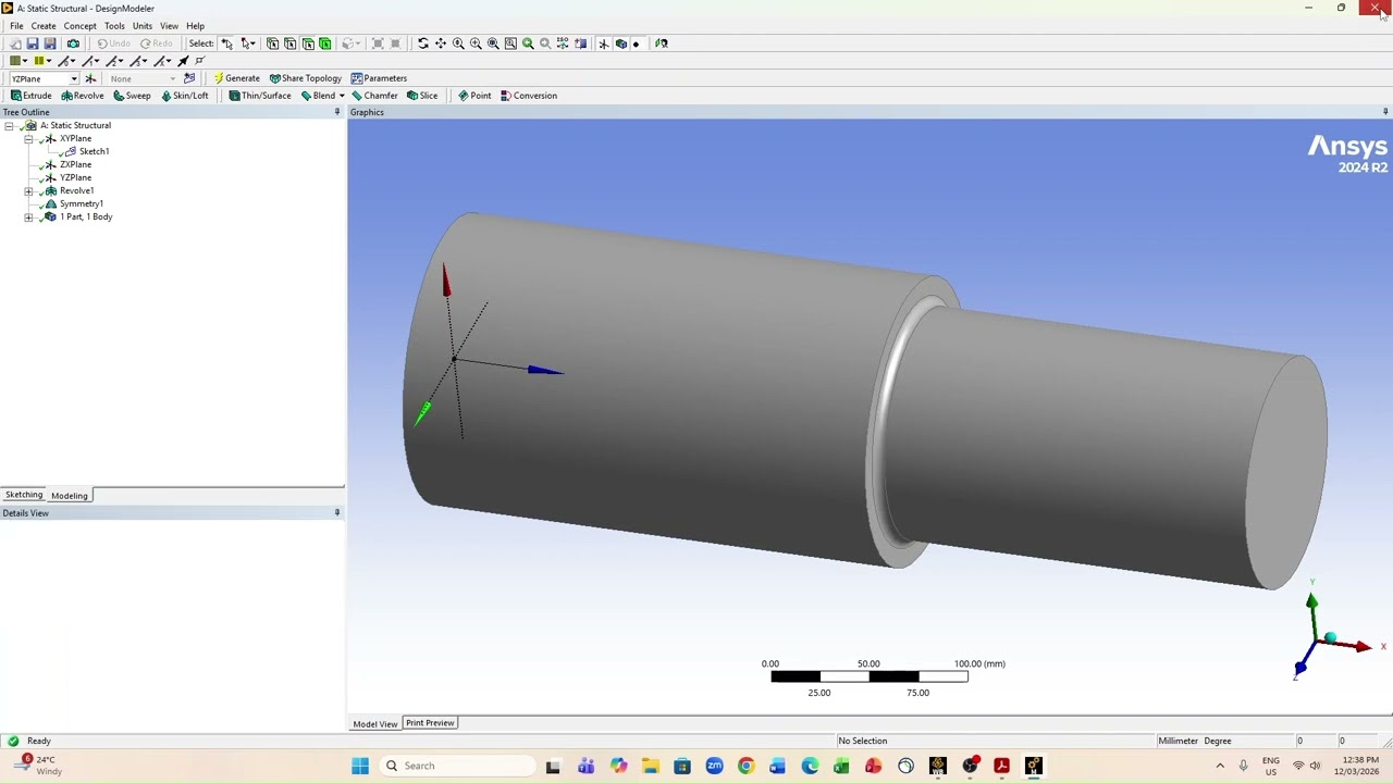 Modelling stepped shaft under bending and torsion