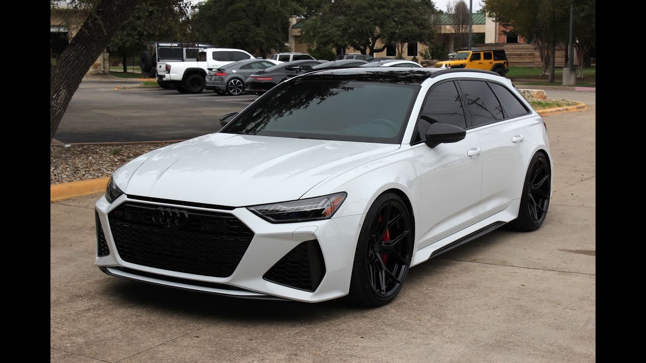 2023 Audi RS6 4.2 Quattro Avant Glacier White w/ Vossen wheels Austin Texas