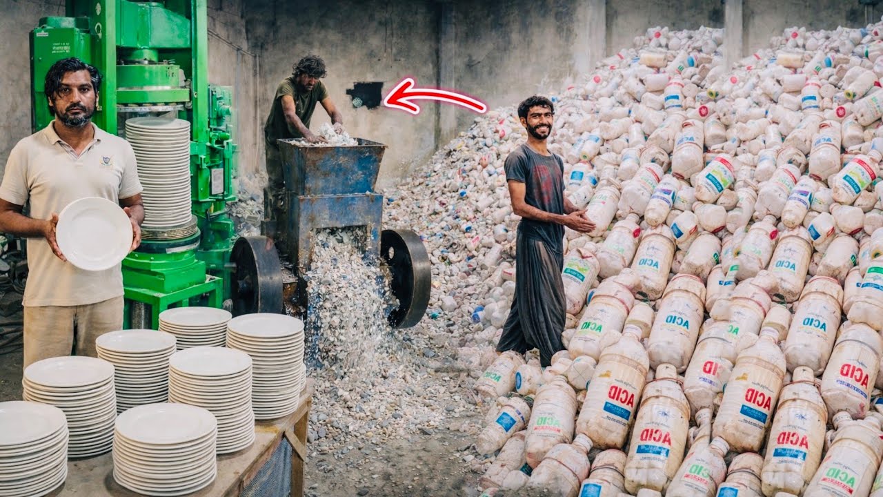 Incredible Process Recycling Millions of Acid & Chemical Plastic Bottles Into New Plastic Plates In