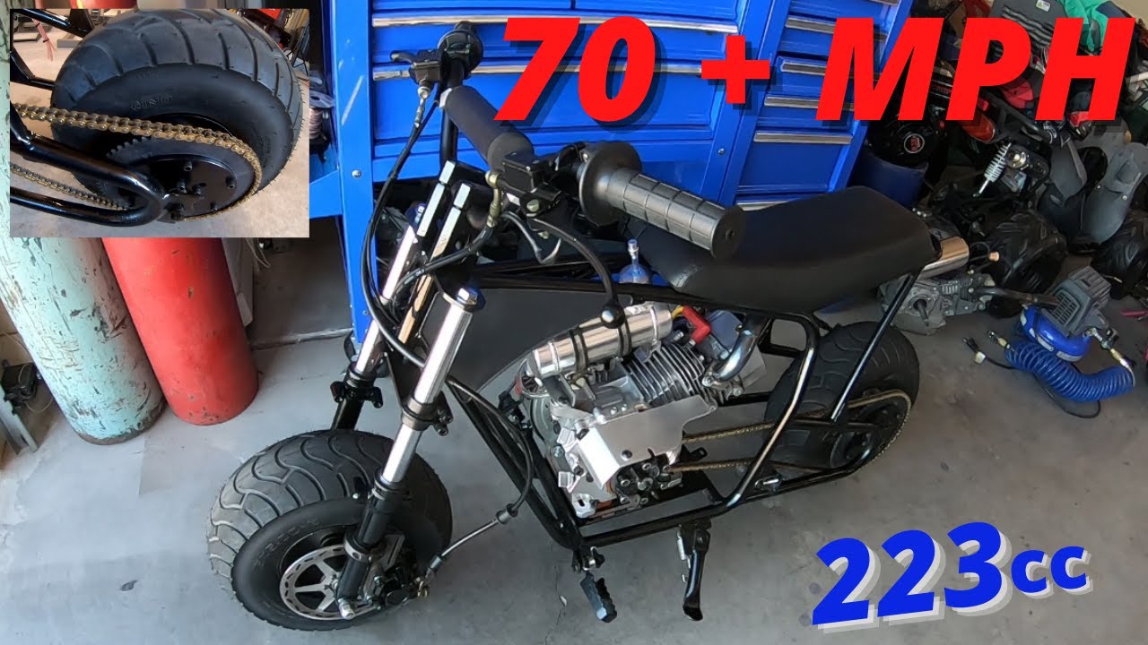 Минибайк Mega Moto 80 развивает скорость более 70 миль в час
