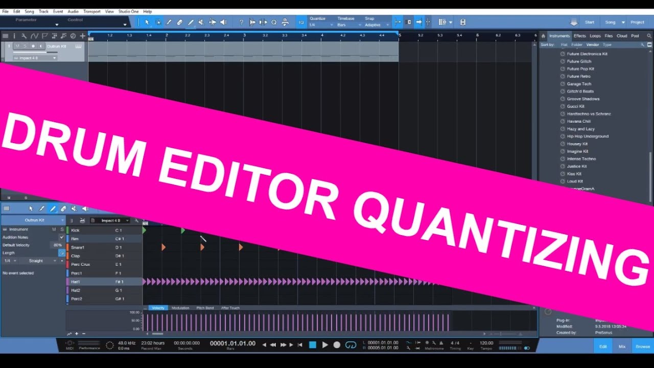 STUDIO ONE 4 | DRUM EDITOR QUANTIZING