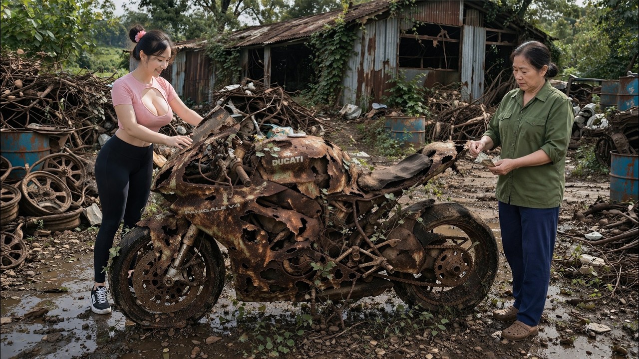 The genius girl repaired and restored an abandoned Ducati Panigale V4 bought from a scrap yard.