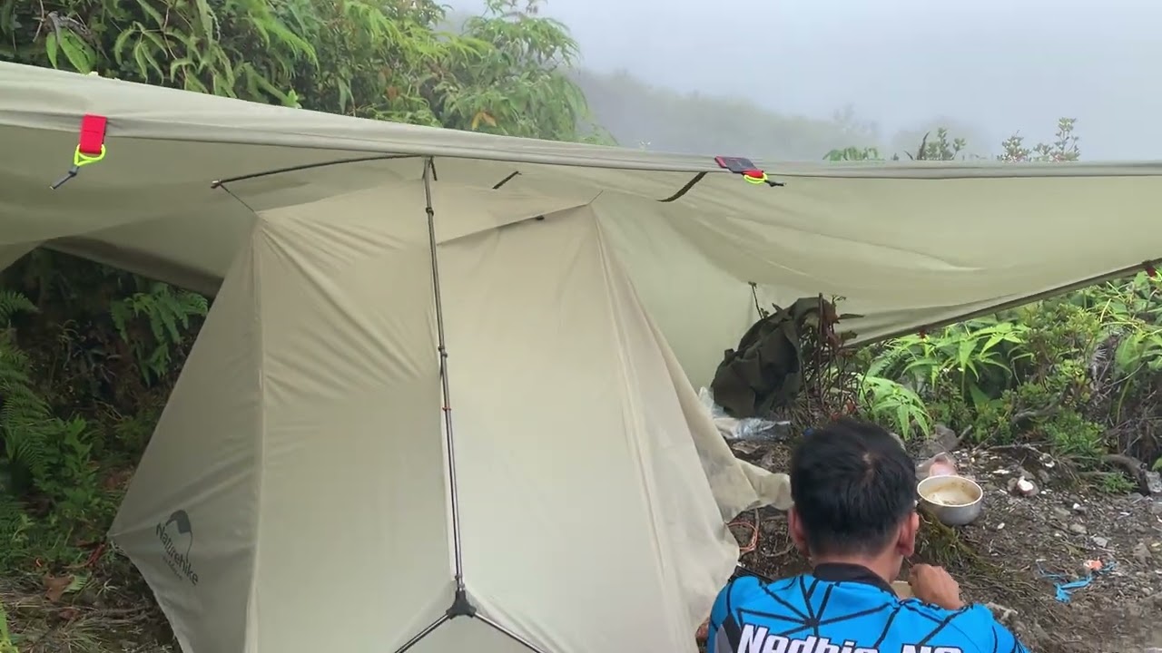 Review flysheet nylon 15D angsana bushcraft  ultra light di puncak gunung api marapi 