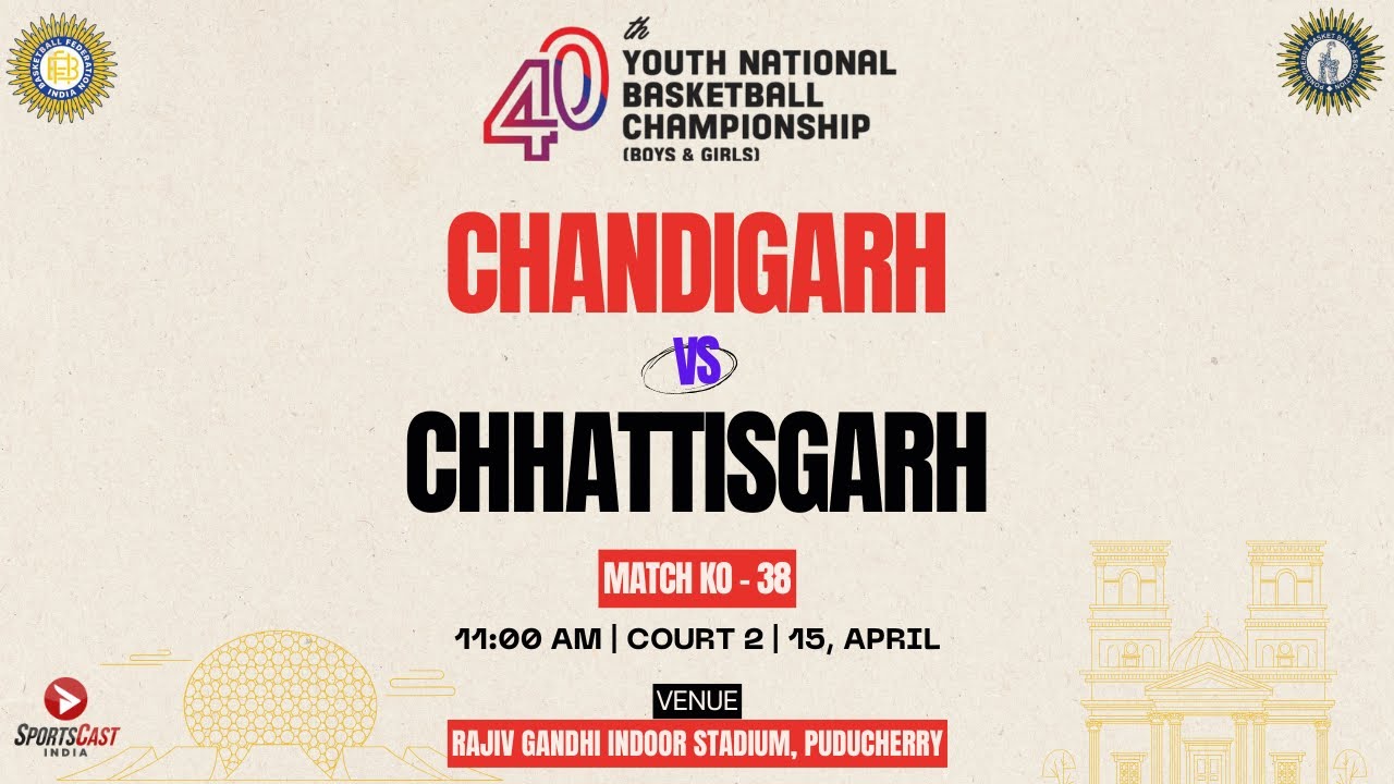 M KO-38 | CHANDIGARH  VS CHHATTISGARH | BOYS |  40TH YOUTH NATIONAL BASKETBALL CHAMPIONSHIP 2025