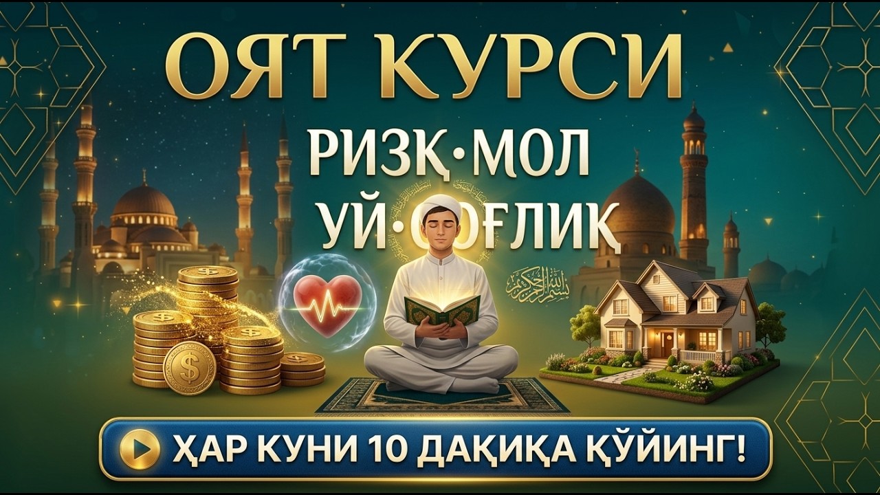 Оят Курси – Ризқ, Мол, Уй ВА Соғлиқ Учун Энг Қудратли Дуо | Ҳар Куни 10 Дақиқа Қўйинг!