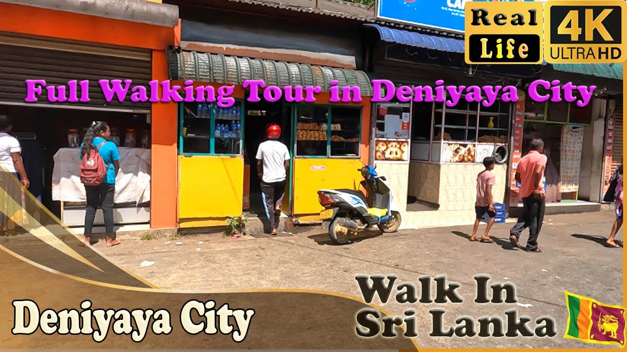 Sri lanka deniyaya city walking tour 4k video with natural sound
