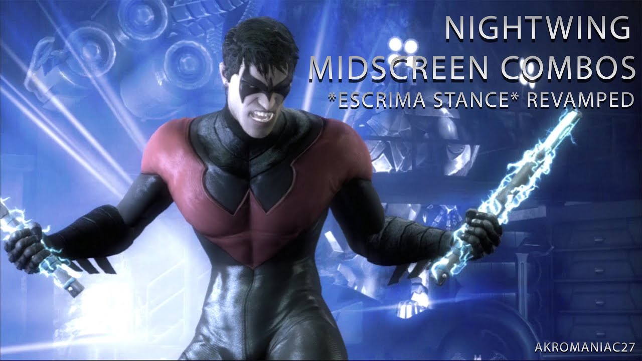 Injustice Nightwing Midscreen Combos Compilation(Escrima Stance) Revamped
