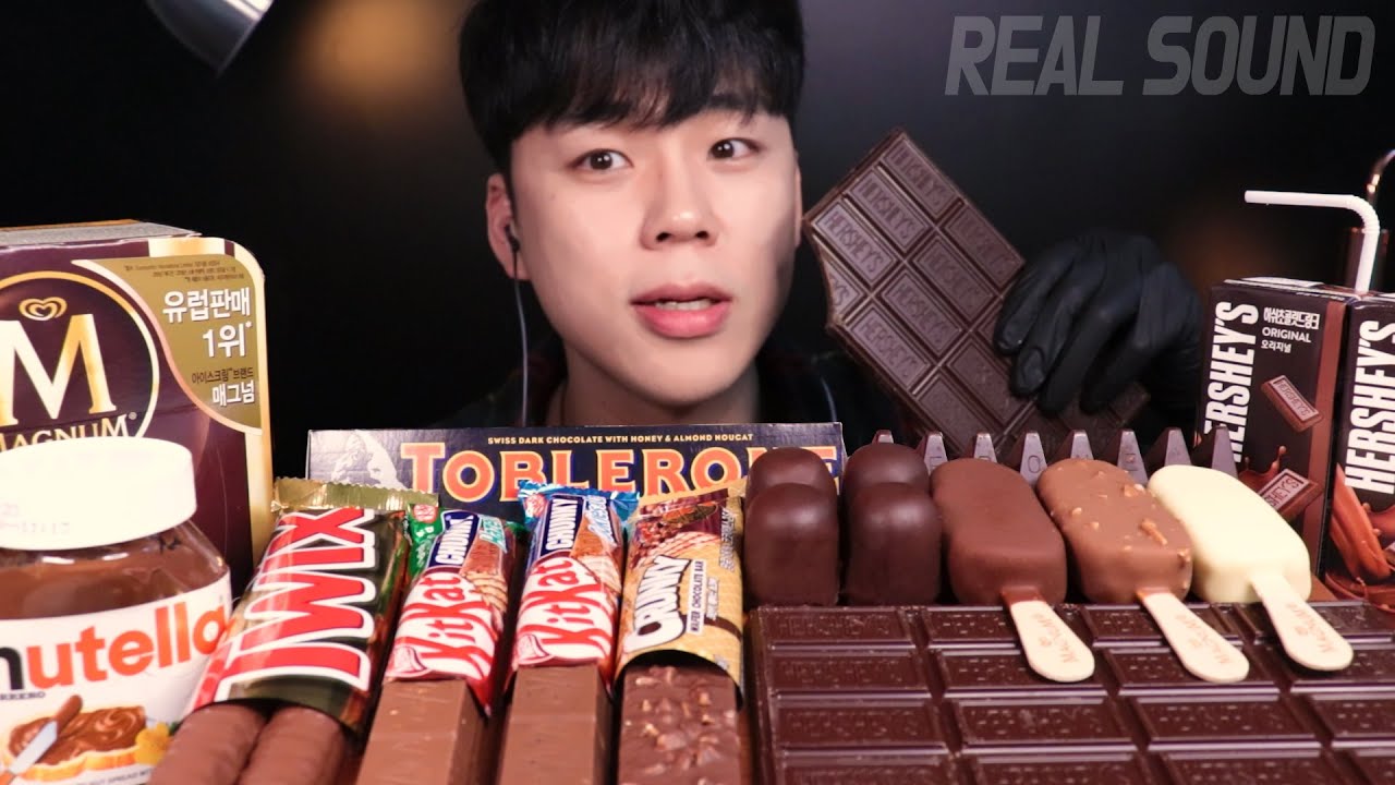 SUB)ASMR 초콜릿 먹방🍫초코바 매그넘 아이스크림 디저트 리얼사운드 CHOCOLATE DESSERT MUKBANG REAL SOUND