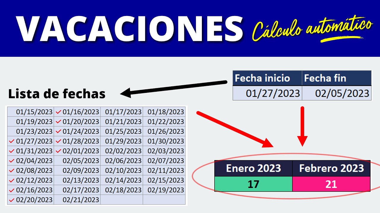 (Calculo de Vacaciones) Cómo Crear un Intervalo de Fechas en Excel y Separarlo en Meses