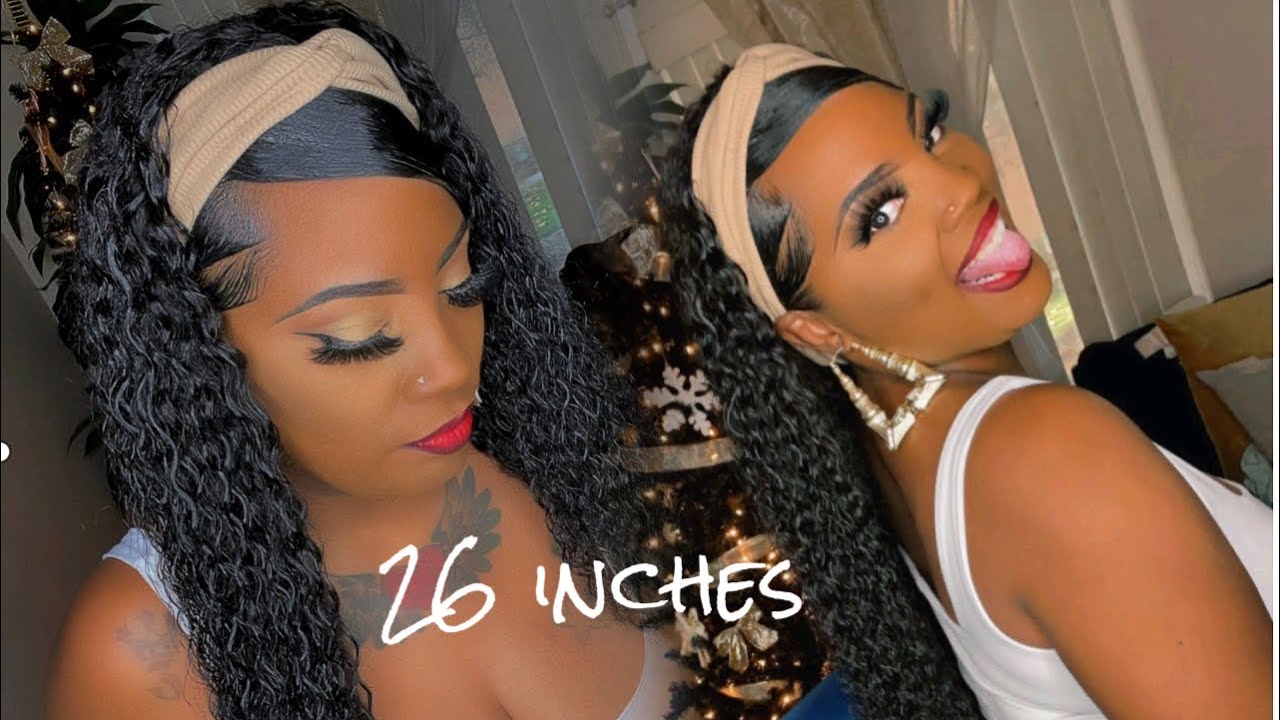 The WET LOOK INCHEs 26 to be exact ! *Must Have* Asteria Curly Headband Wig | No Skilled Needed!