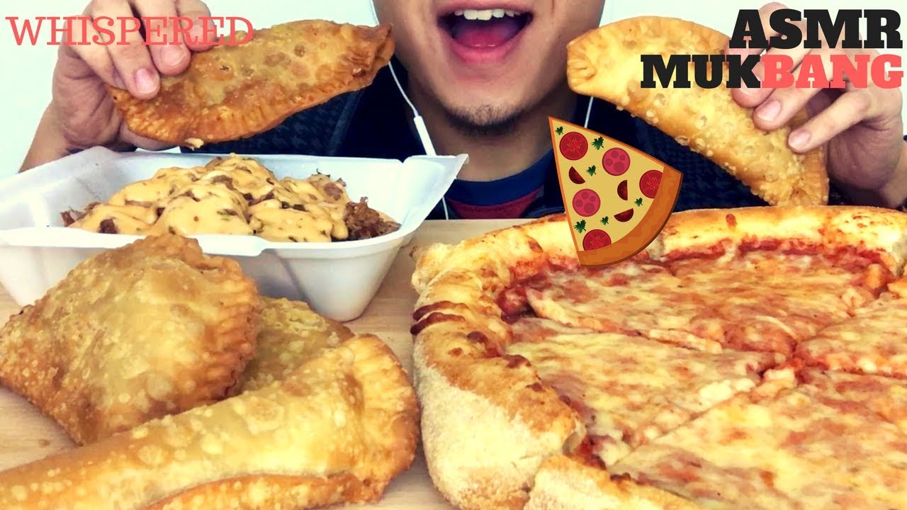 ASMR *CRUNCHY* EMPANADAS, LOADED PLANTAINS, & PIZZA MUKBANG | WHISPERED SATISFYING SMACKING SOUNDS