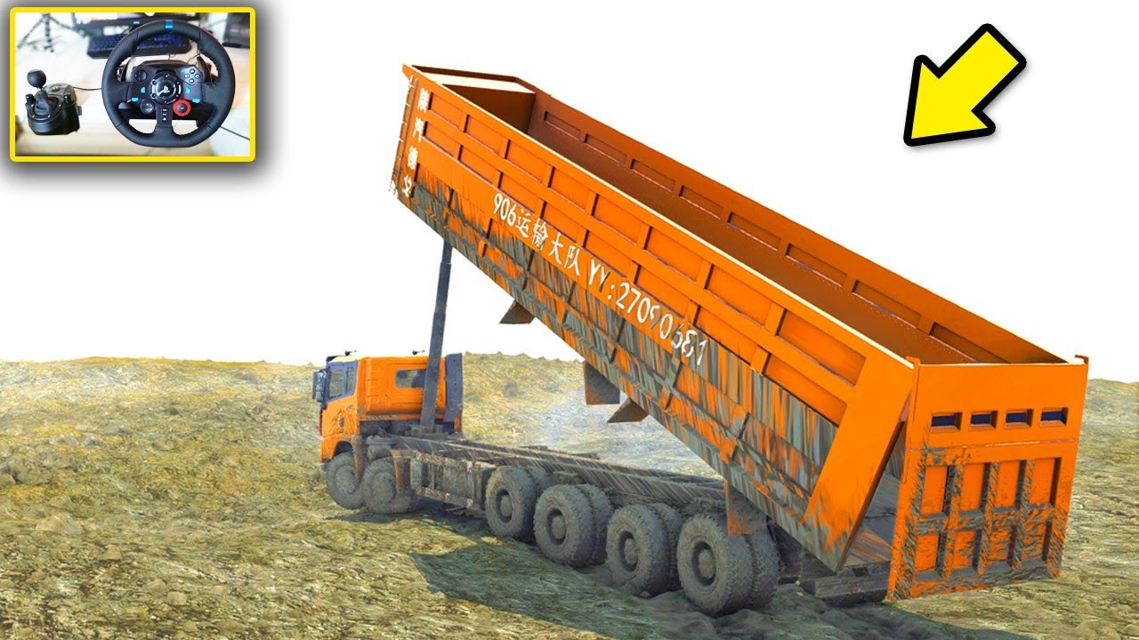 Truk jengatan Dump Truck Oleng Muat Batu - Spintires Mudrunner