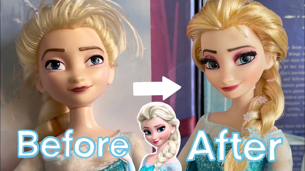 How to make a movie accurate Elsa doll~Disney on ice Elsa doll repaint and hair reroot