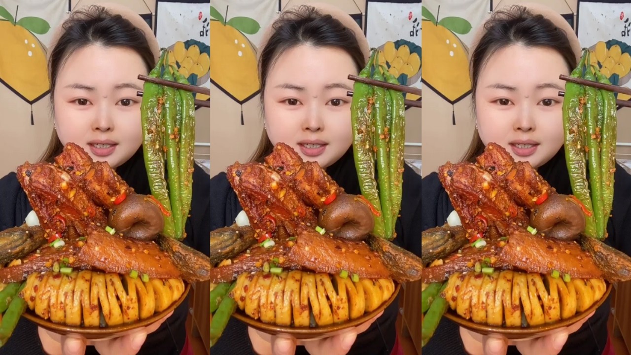Satisfying Eating Braised Pork & Pork Ribs | Rural Food Eating Show Really Delicious