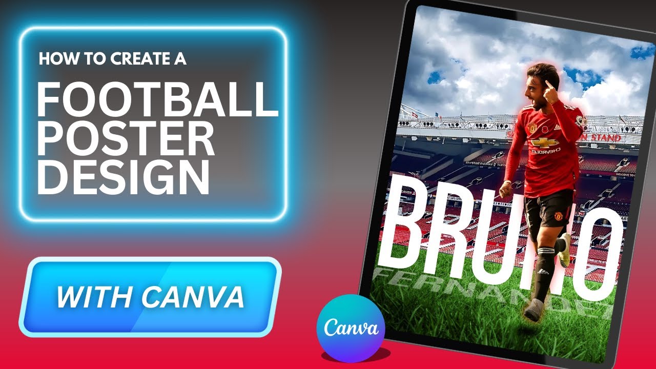 Football Poster Design in Canva Tutorial Typography | Bruno Fernandes