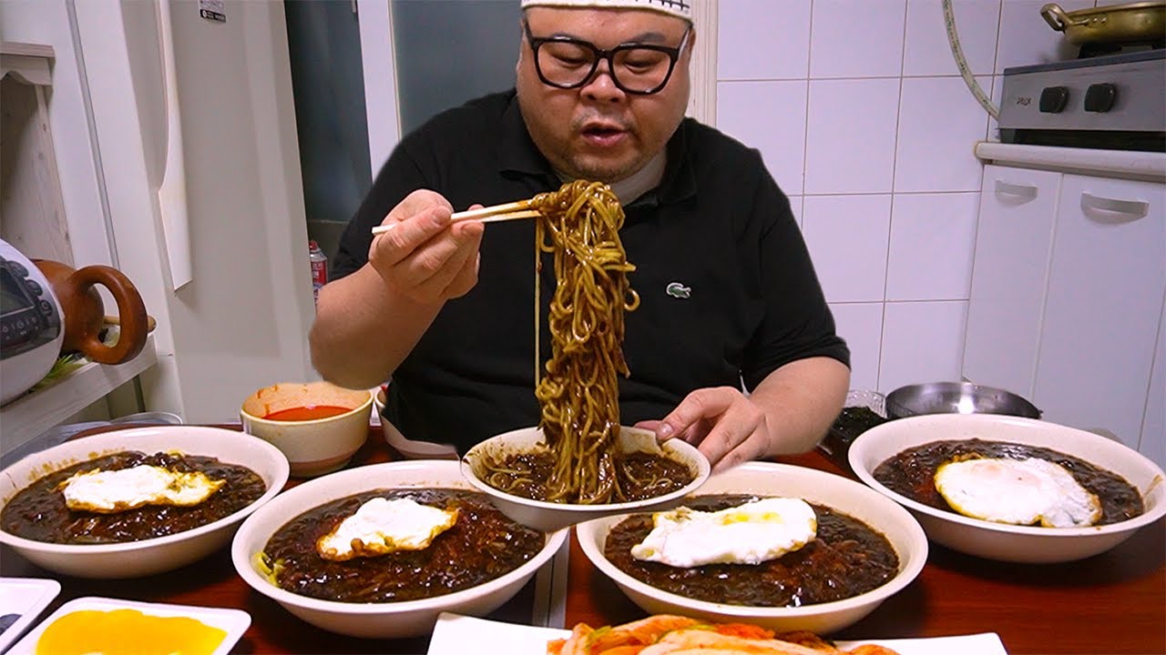 공복 24시간 후에..│자기 영상보다가 급땡겨서 짜장면 5그릇 먹방 Black Bean Noodle Mukbang Eatingshow [Jajangmyeon]