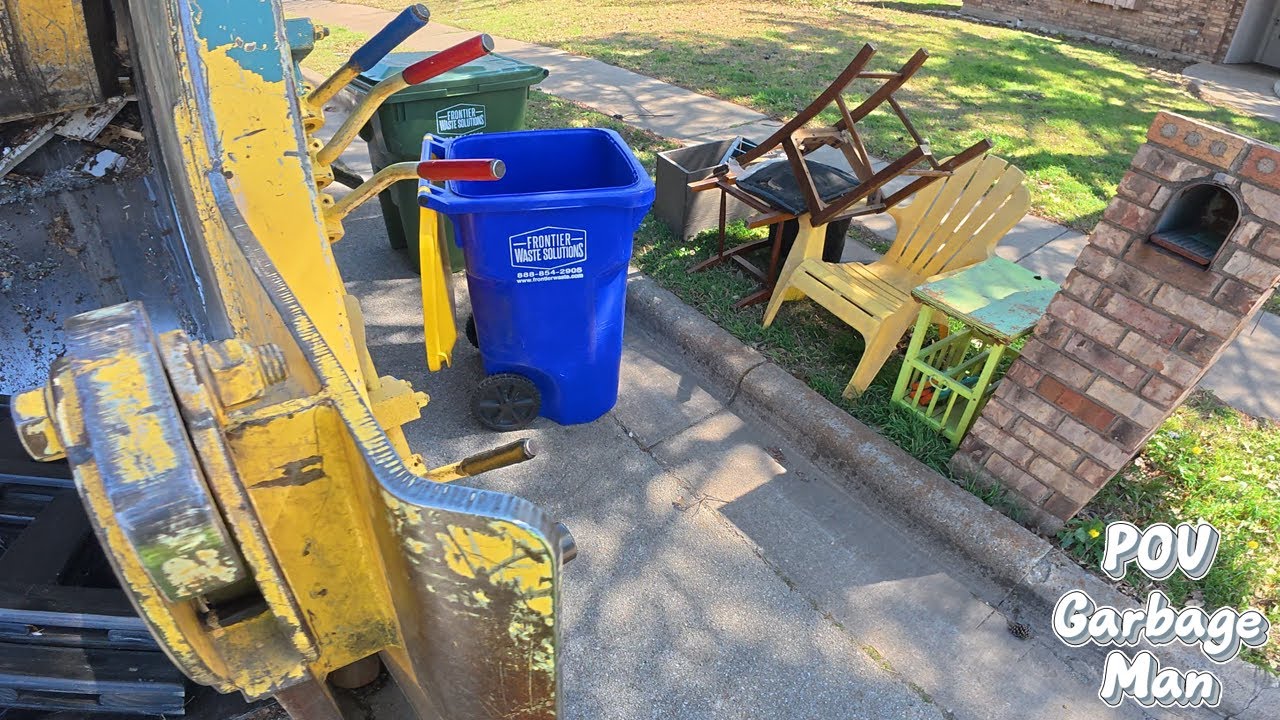Trash Truck in Action Pickup Yard Waste | 4K Full UHD