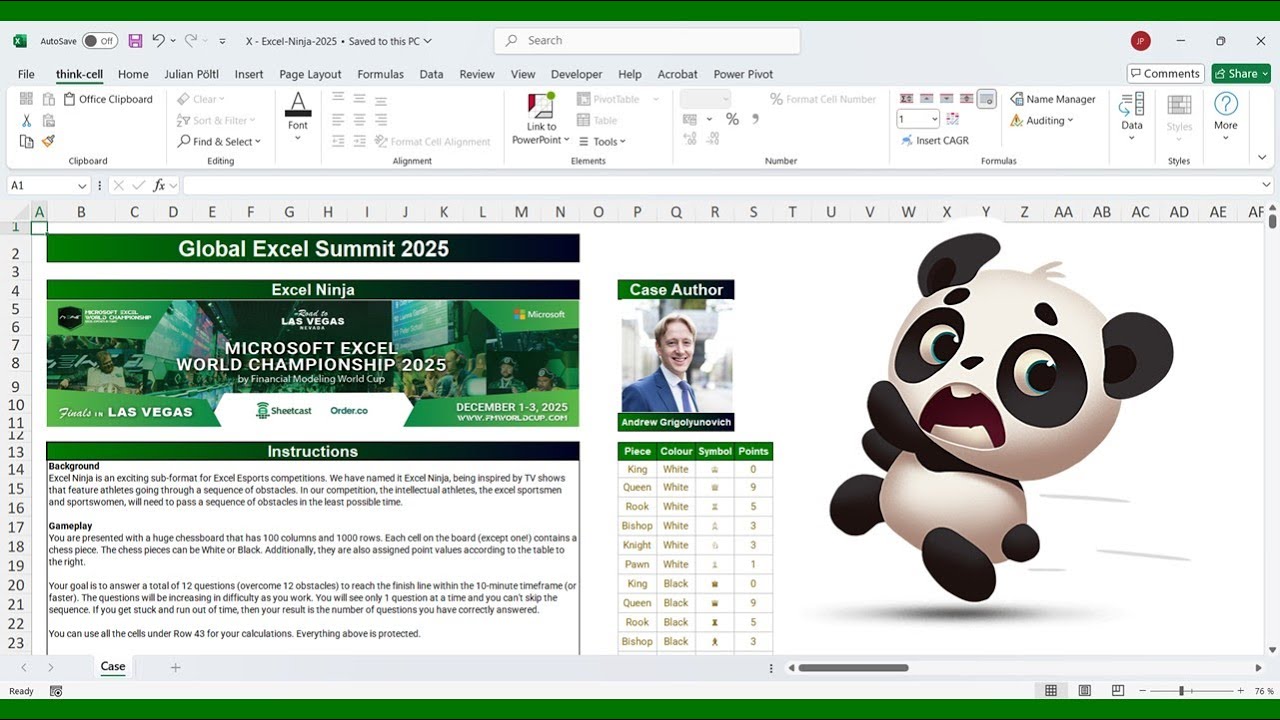 Free Excel Esports Case from the Global Excel Summit - Excel Ninja (2025) by Andrew Grigolyunovich