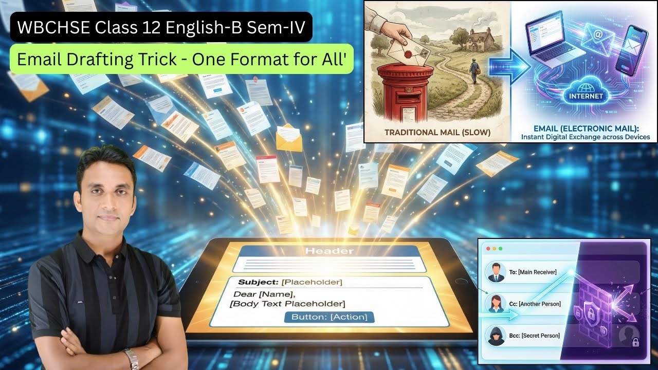 Email Drafting Trick | Class 12 English-B Semester 4 | One Format for all Types of Email | WBCHSE