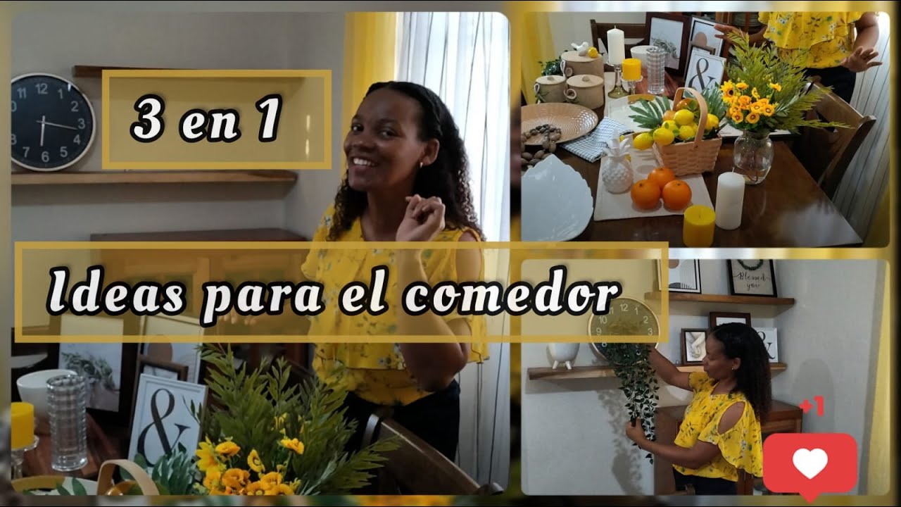 DECORACION COMEDOR VERANO//IDEAS SENCILLAS CENTRO DE MESA COMEDOR 🌻🌿🍋 Color Amarillo// Verano 2023.