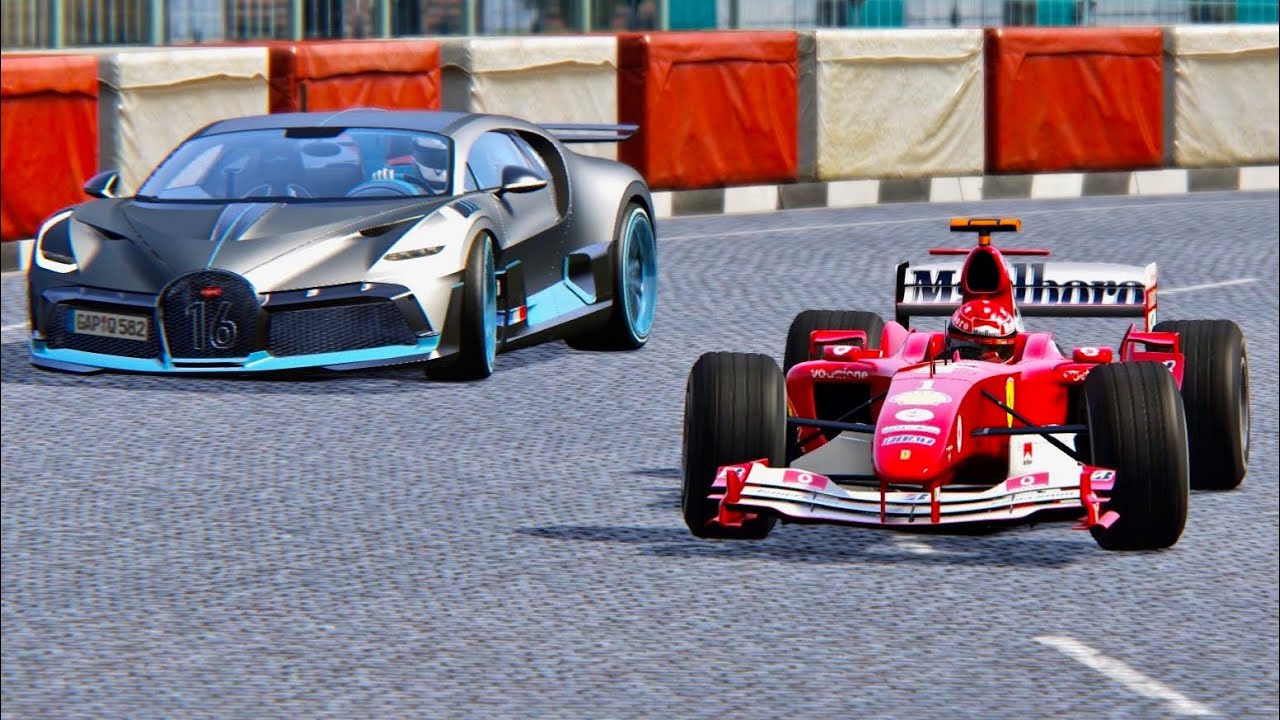 Bugatti Divo vs Ferrari F1 2004 - Highlands