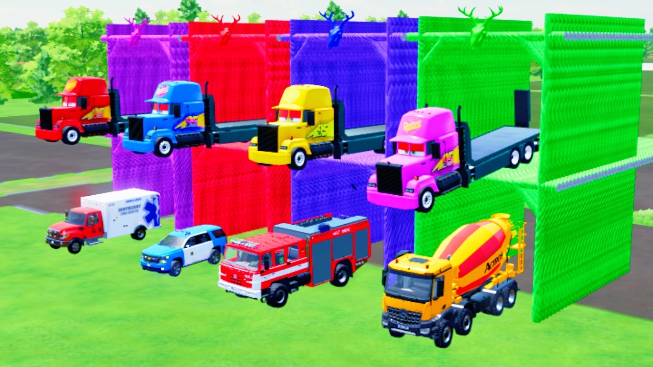 Garage with Colors - ALL MIXER TRUCK WITH DOUBLE FLATBED TRAILER TRUCK, MERCEDES, POLICE - FS22 #983
