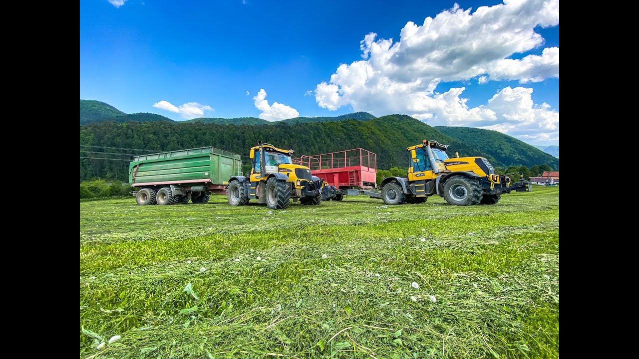 Haylage Slovakia Liptov 2021| 2x JCB Fastrac + Krone BigX700
