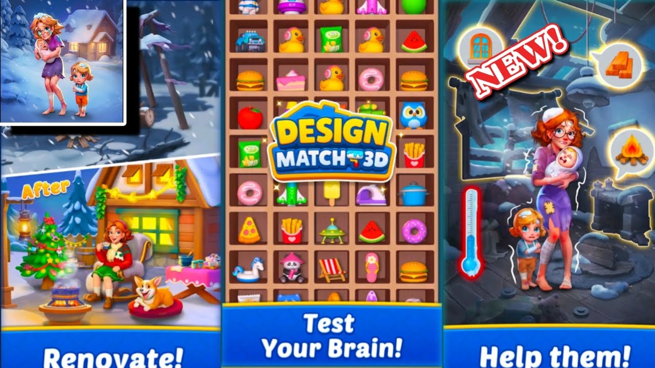 Design Match 3D: Matching Game // New Game // First time Live Gameplay #1
