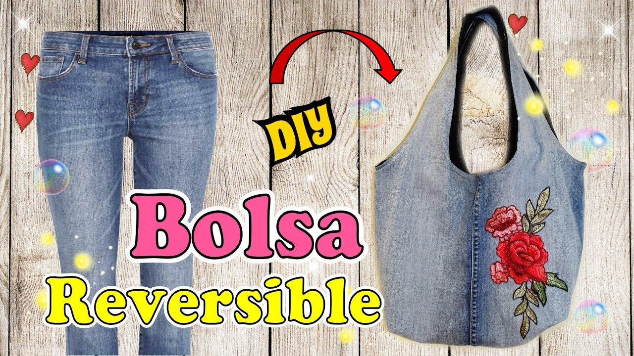 Bolso Reversible con  Jeans Reciclado - Tutorial Costura Fácil  DIY