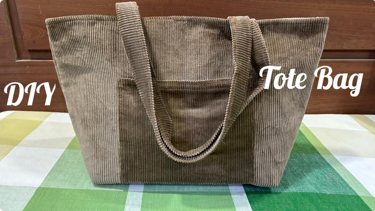 Corduroy Tote Bag , DIY Tote Bag Tutorial