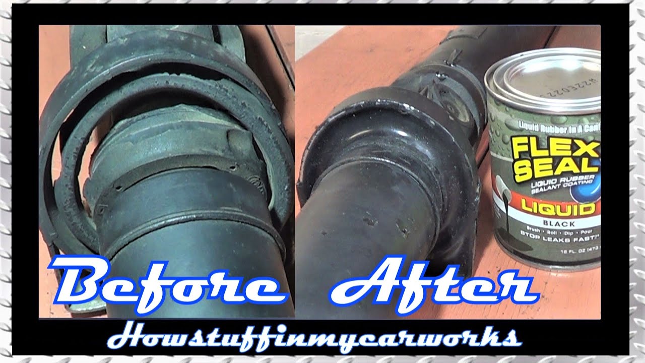 How to repair torn rubber section of driveshaft carrier bearing using Flex Seal liquid rubber