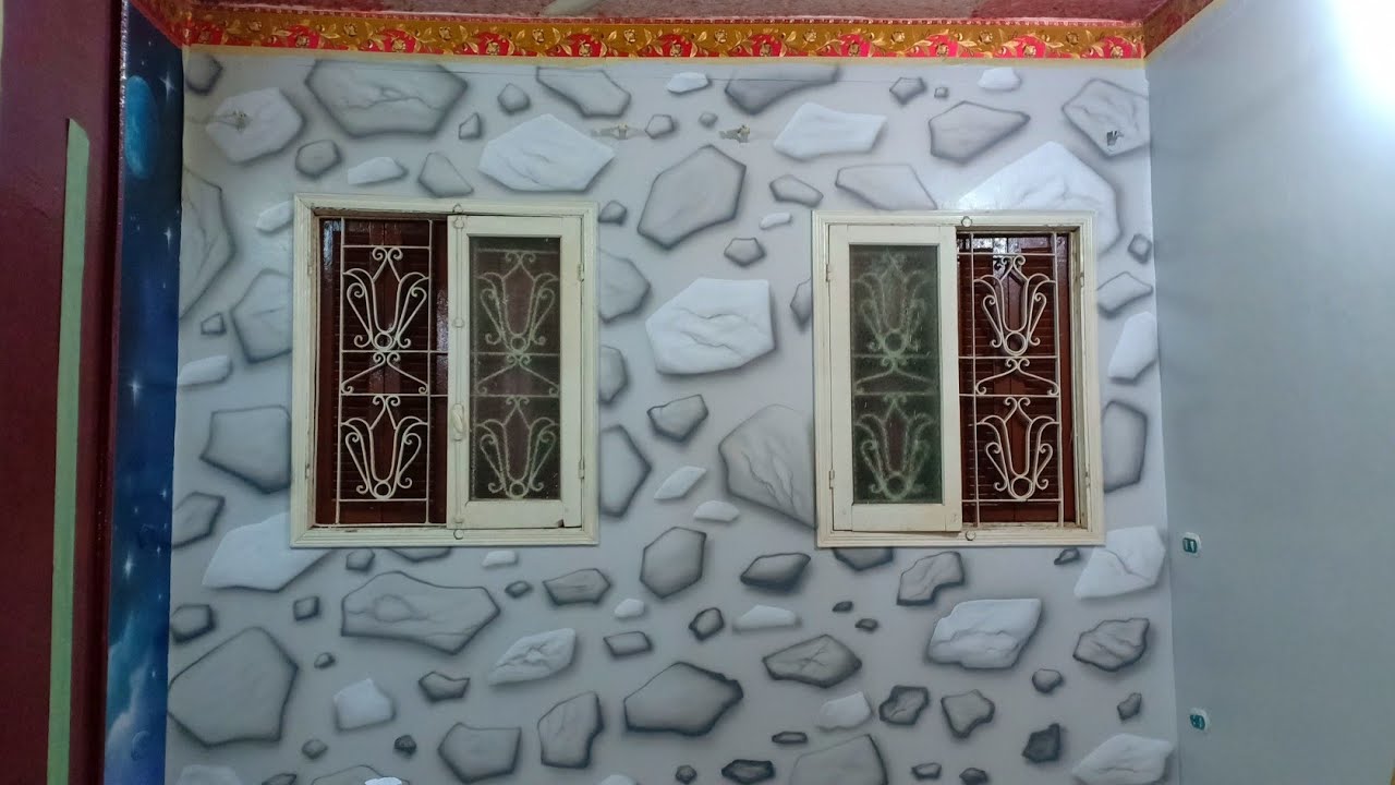 Как нарисовать 3d стену мрамором и камнями