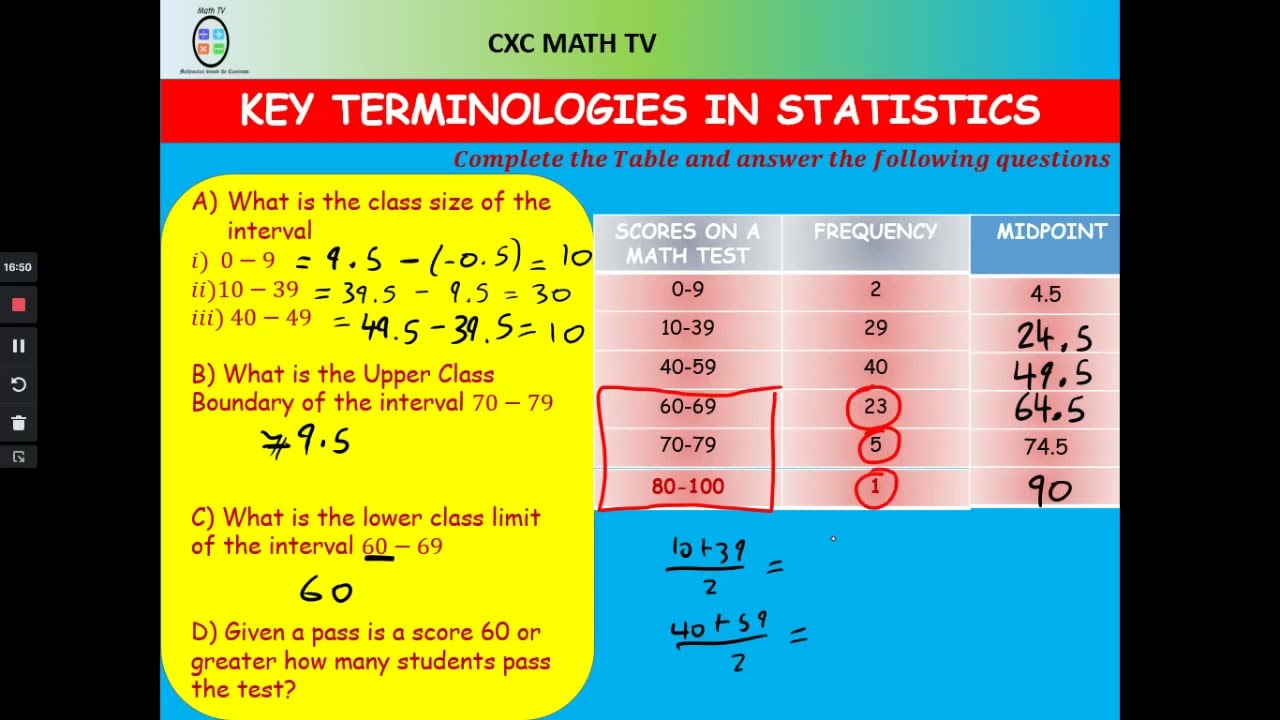 Frequency Tables, Class Intervals, Class Width and Class Boundaries| CSEC Mathematics