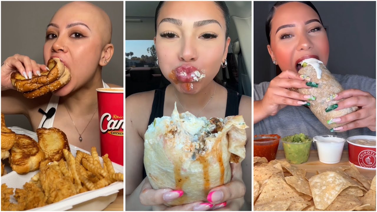 TikTok mukbang compilation | chipotle, cane and more