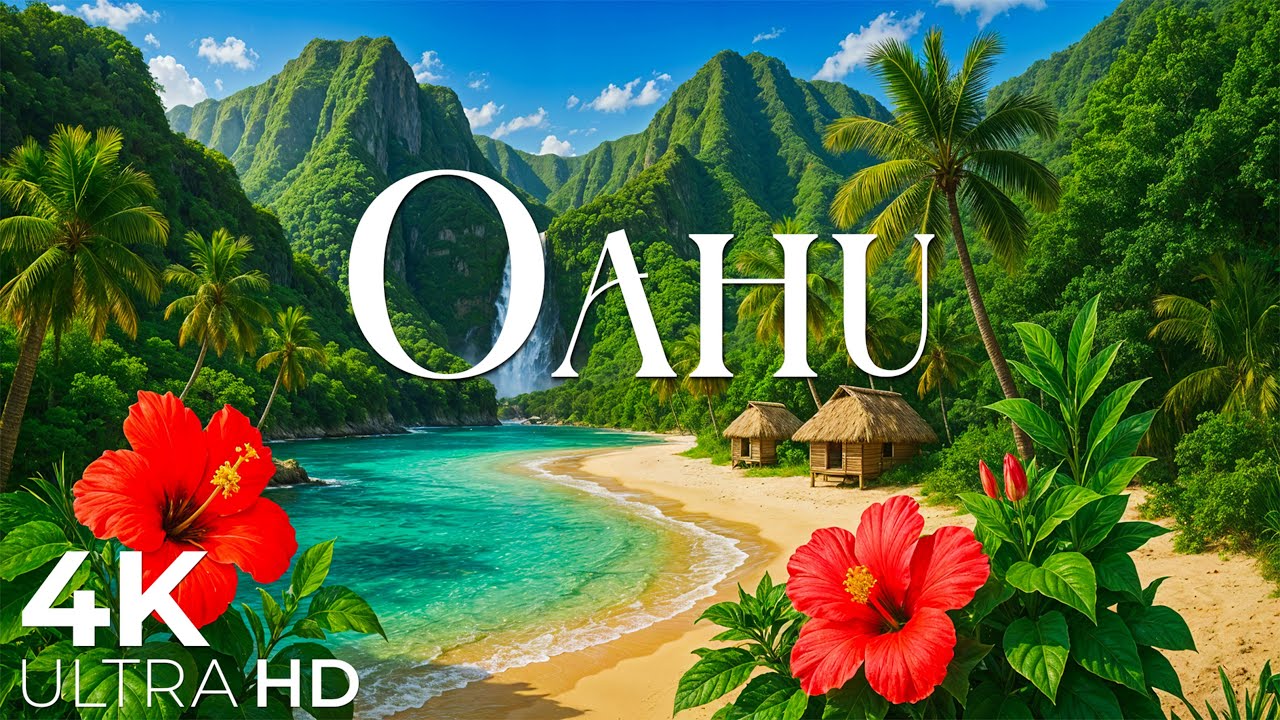 Оаху, Гавайи 4K - Исследуем потрясающие пляжи и вулканические чудеса Гавайев - ВИДЕО 4K UHD