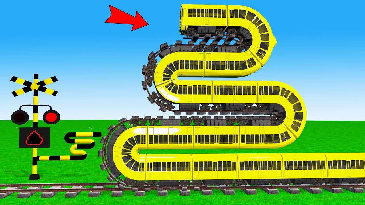 とんでもない動作をする踏切カンカンと電車 / Fumikiri 3D Railroad Crossing Animation #2