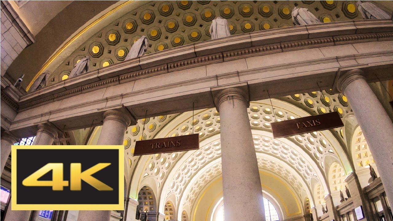 American Train Station Walking Tour in 4K: Union Station in Washington D.C. (2020)