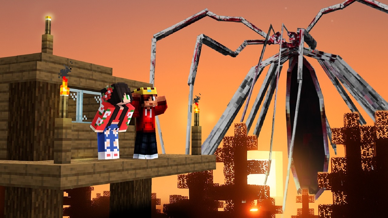2 IDIOTAS ENCONTRARAM a ARANHA GIGANTE no MINECRAFT!! ARACNOFOBIA