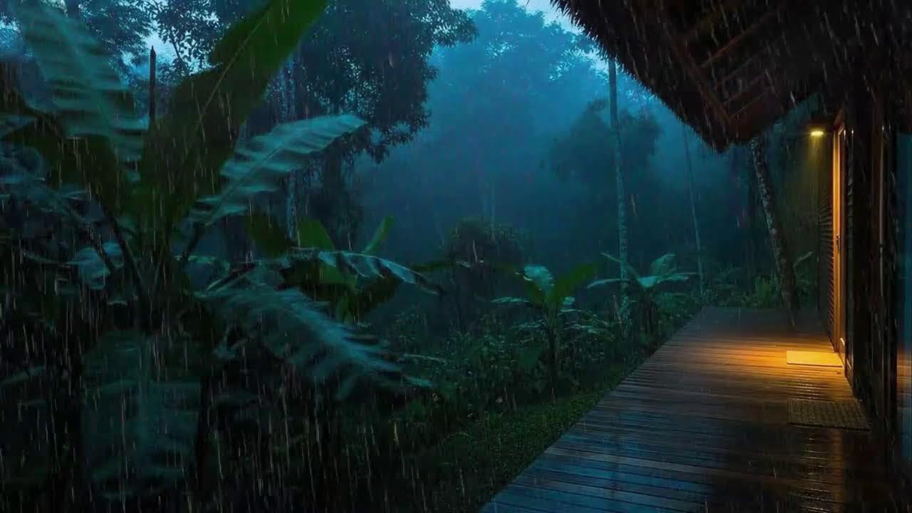 Sleep Faster with Light Rain Sounds and Low Storm at Forest Cabin Terrace 🌧️