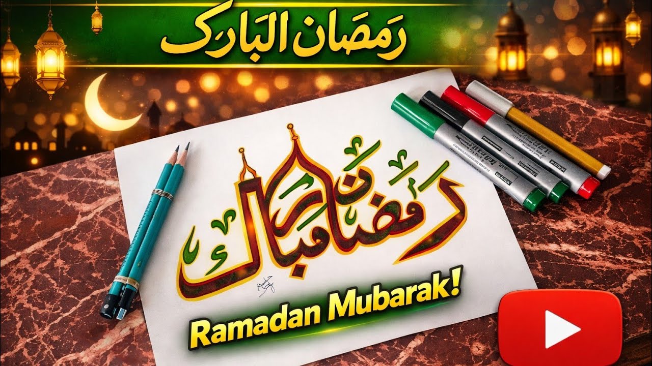Ramadan Mubarak with Double Pencil Calligraphy for Beginners | Islamic Art