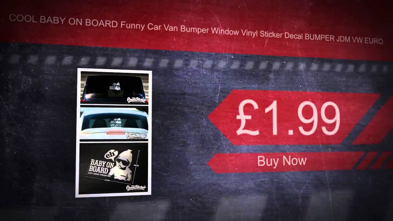 COOL BABY ON BOARD Funny Car Van Bumper Window Vinyl Sticker Decal BUMPER JDM VW EURO