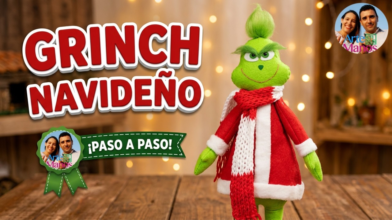 🔴Cómo Hacer un GRINCH NAVIDEÑO, FÁCIL Tutorial Con Arte en Tus Manos💚🔴