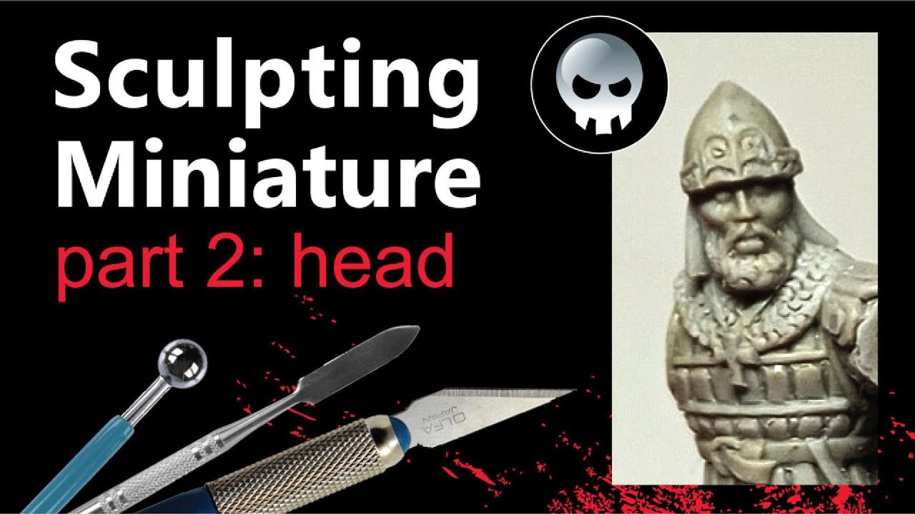 Sculpting 28mm miniature of Varangian Guard by Brother Vinni: making head.