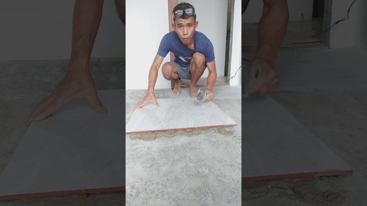 Paano mag tiles sa makinis na Flooring hindi na kylangan mag chipping D I Y mga bro,,,