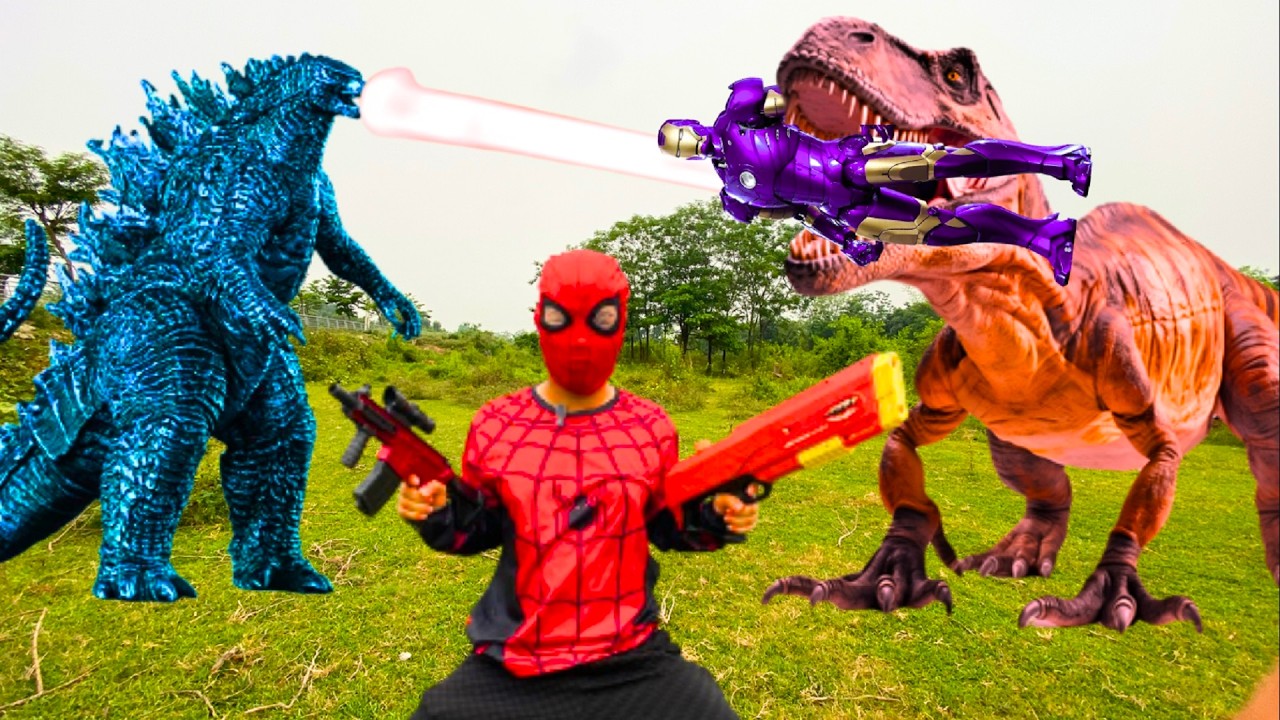 Đ&ocirc; Đ&ocirc; TV Người Nhện V&agrave; Iron Man Bị Khủng Long Đuổi bắt, Godzilla Xuất Hiện Đại Chiến  Khủng Long #6