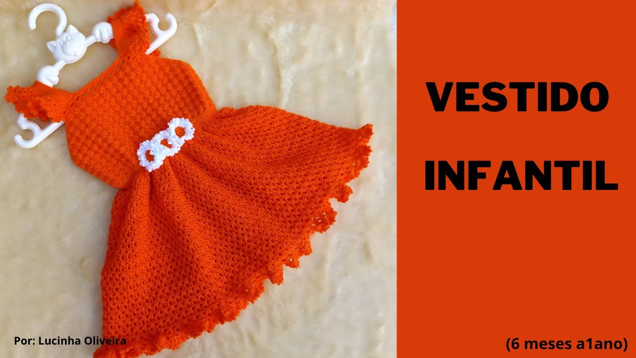 Vestido de crochê infantil (6 meses a 1 ano)-Children's crochet dress @FioaFioCrochê​