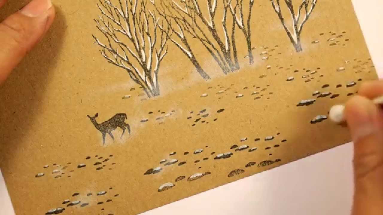 Stampscapes 101: Video 102.  Highlights on a Mid-Toned Paper