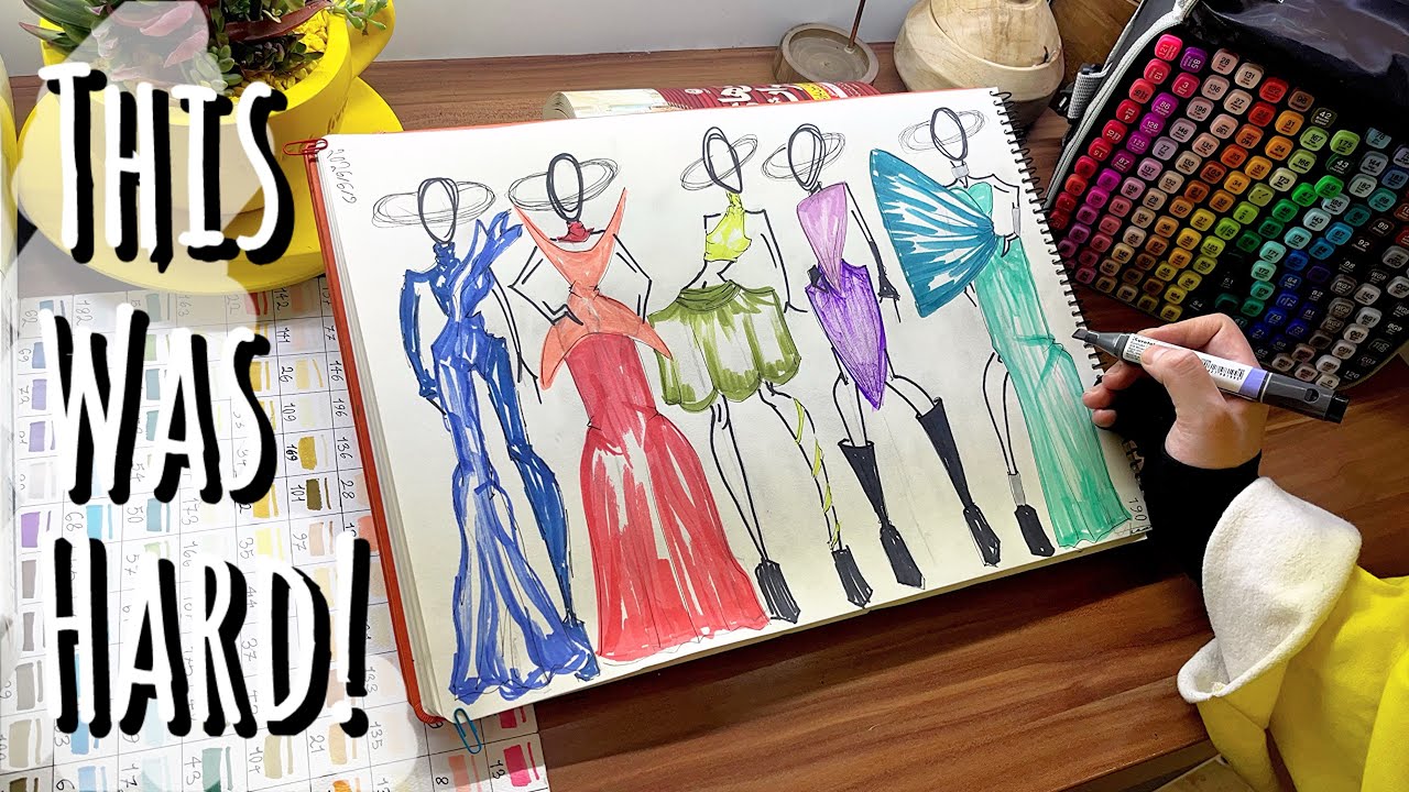 ‏ How to Create 5 Fashion Designs Under 5 Minutes ⏱️✍️ | Fashion Sketching Speed