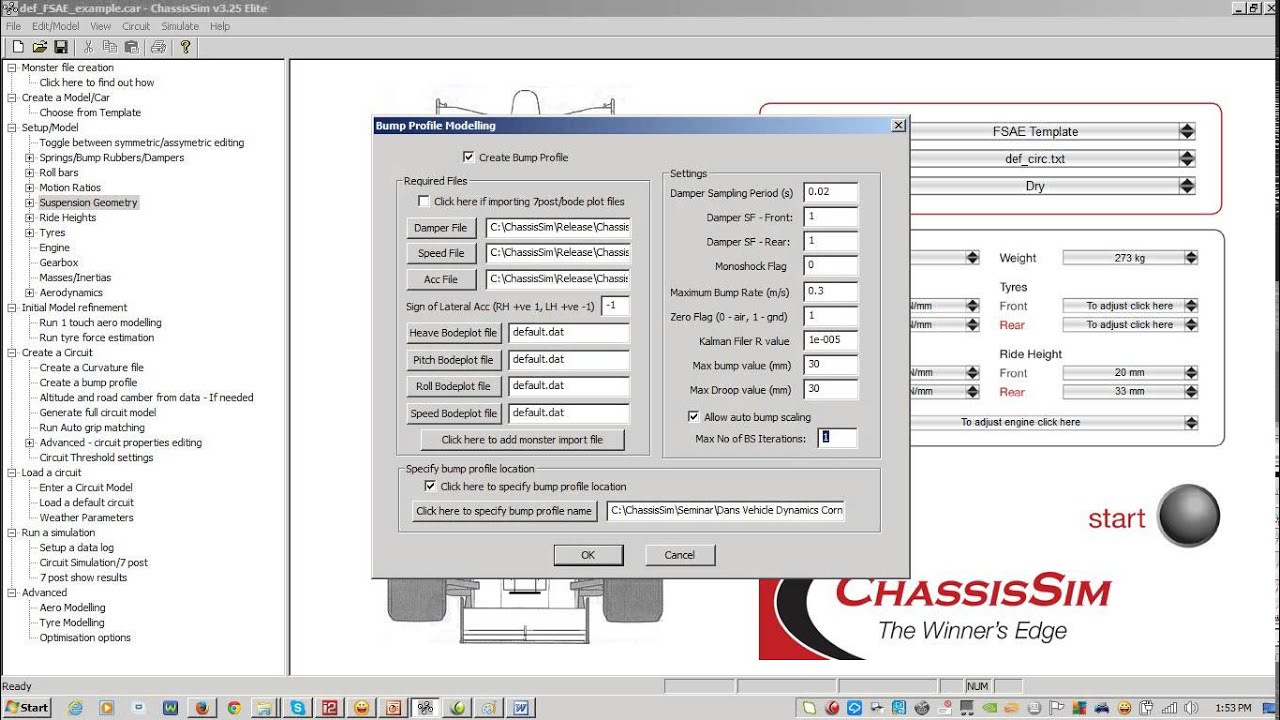 ChassisSim для FSAE/Formula Student